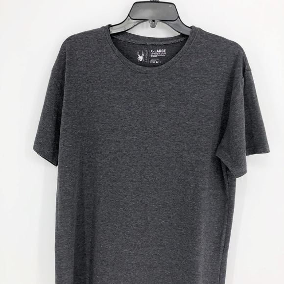Spyder Mens Tshirt XL Gray Stretch Round Neck Short Sleeve Pullover Tee - Picture 2 of 5